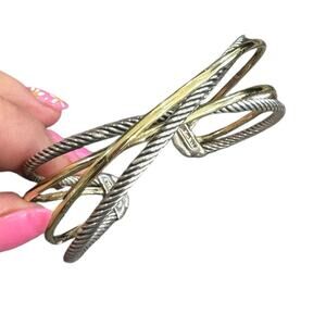 DAVID YURMAN Four row crossover Two-Tone Cuff Bracelet